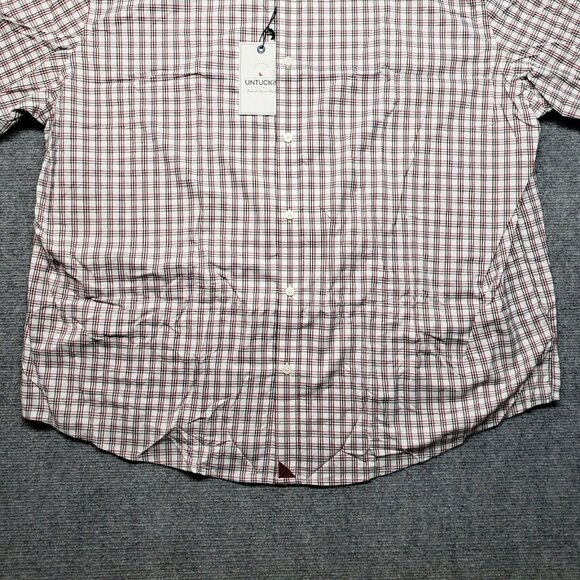 UNTUCKit Rosedale Red Shirt Mens 3XLC Plaid Long Sleeve Button Up Nylon New - Picture 3 of 10